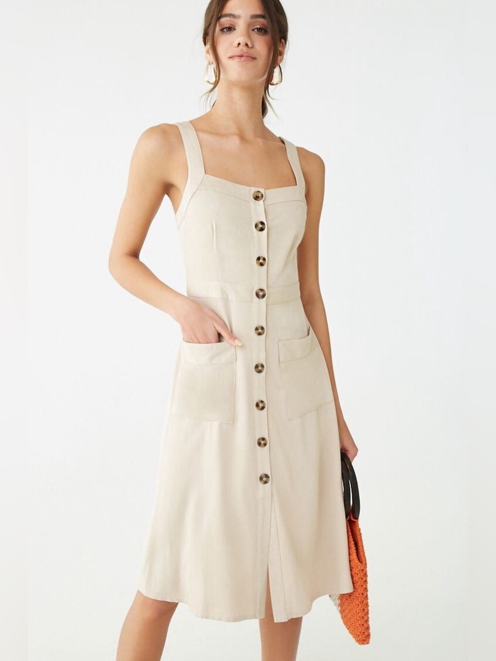 Forever 21 Contemporary Button Front Midi Dress
